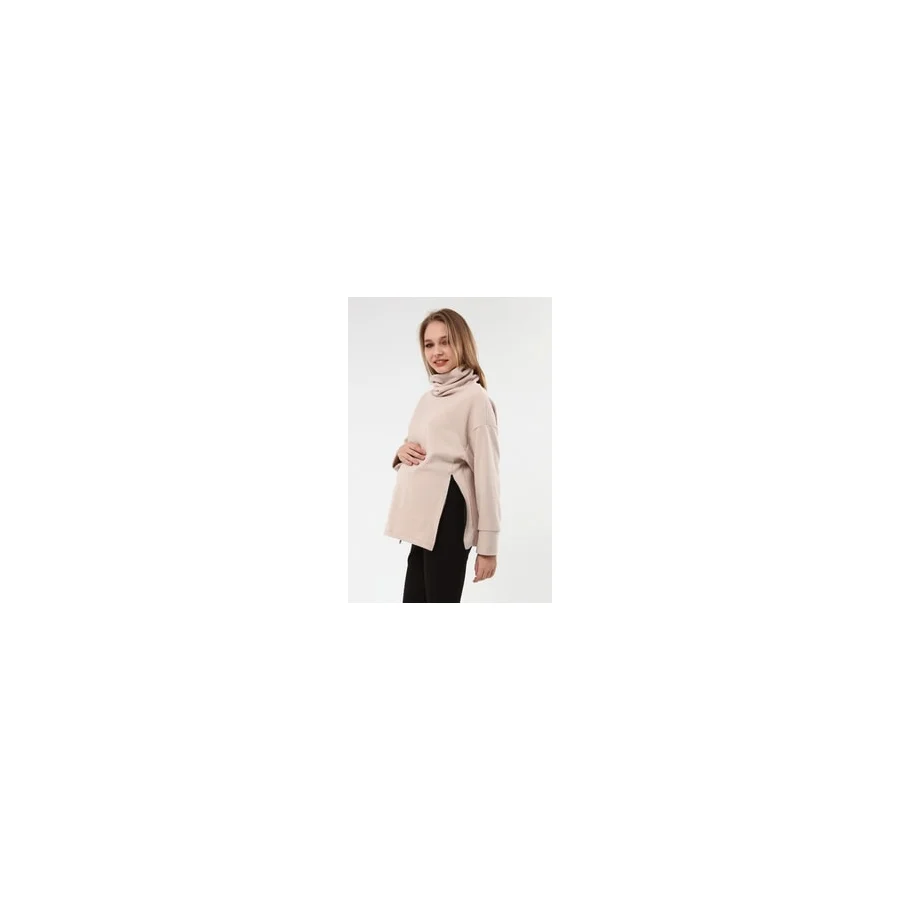 Luvmabelly MYRA4283 Fermuarlı Hamile Sweatshirt -Bej