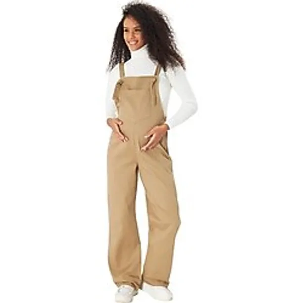 Luvmabelly MYRA6153 Bej Renkli Pamuklu Hamile Tulum Normal Kesim Şık ve Rahat Kot Salopet