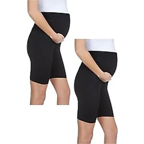 Luvmabelly MYRA8028_8028 Beli Lastikli Hamile Şort Seti, Siyah&siyah, XL