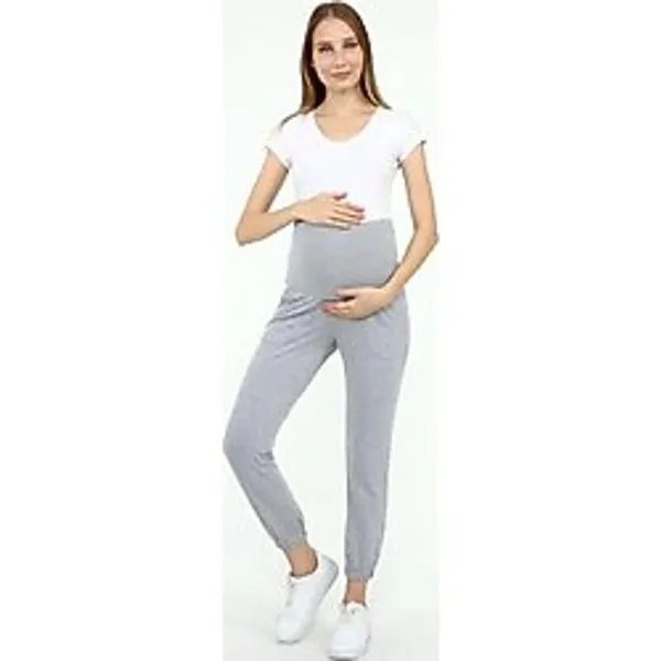 Luvmabelly Myra8091 Hamile Jogger Eşofman Altı, Gri, L Beden
