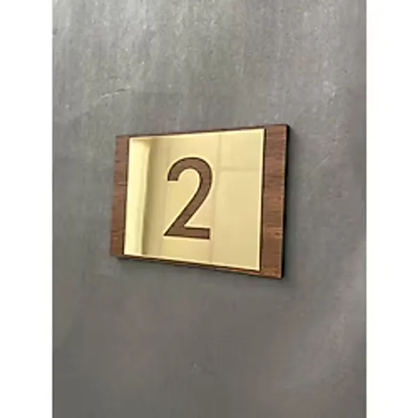 Lux Gold Aynalı Ceviz Mdf Serisi Iç Mekan Apartman Daire Kapı Numarası