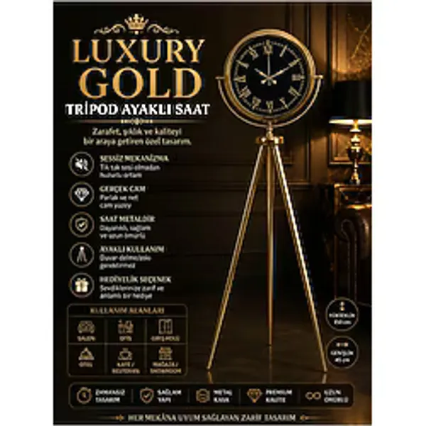 Luxury Gold Tripod Ayaklı Modern Saat