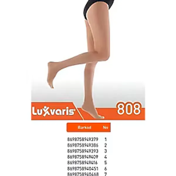 Luxvaris 808 Varis Çorabı Diz Altı Burnu Açık Orta Basınç Ten Rengi No 1 (37368)
