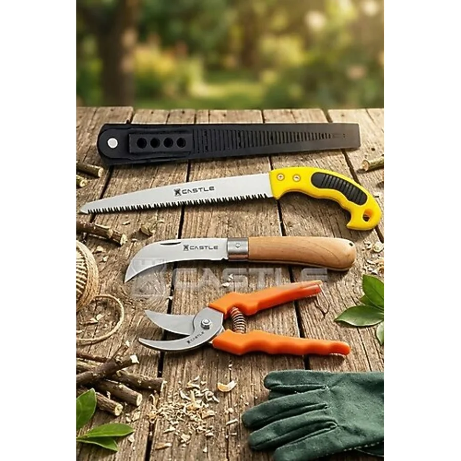 Lz-K5 Budama Makası Budama Testeresi ve Aşı Çakısı Bıçağı 3 Lü Set