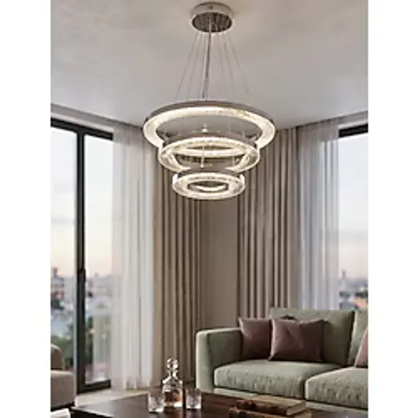 LZY Avize Store Kristal 3'lü Halka Avize Modern Salon, Yemek Masası, Mutfak, Antre Çocuk Odası Aydınlatma