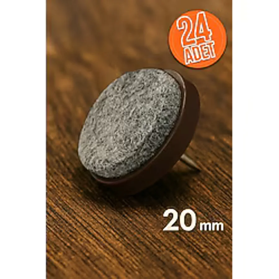 M Desing 20 mm Keçeli Poligrit Zemin Koruyucu Sandalye ve Masa Ayağı İçin Sessiz Mobilya Pabucu (24 Adet)