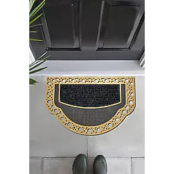 M&H Quality Yarım Ay Modeli Welcome Yazlı Kapı Önü Paspası Altın Rengi