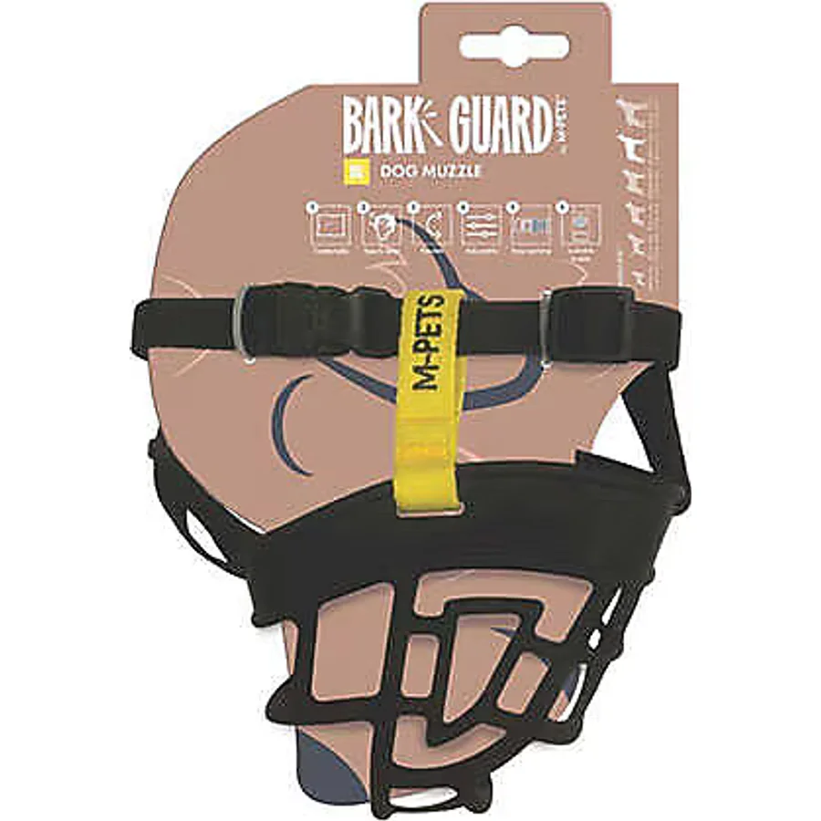 M-Pets Bark Guard Köpek Ağızlığı Sarı Siyah XL 20x17x9 Cm