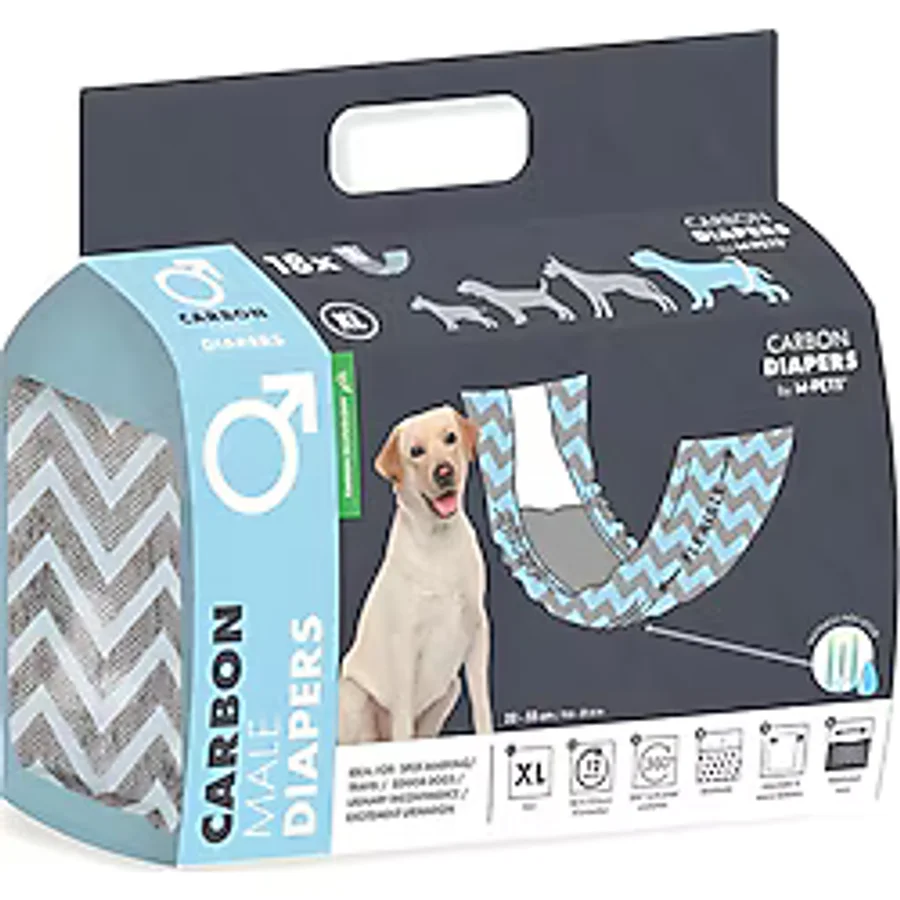 M-PETS CARBONLU DIAPERS ERKEK KÖPEKLER İÇİN KÜLOT (XL) 18Lİ