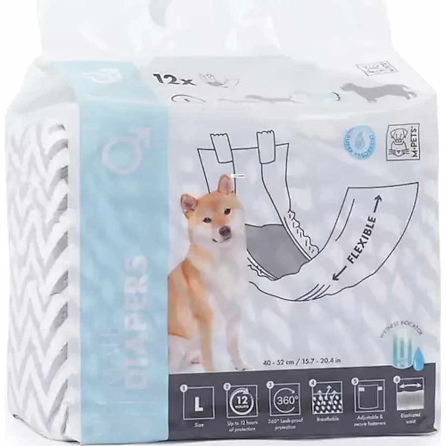 M-PETS Diapers Erkek Köpekler İçin Külot (l) 12li