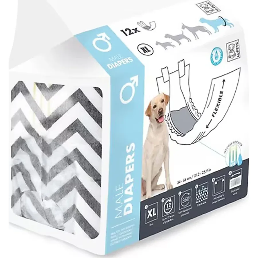 M-Pets Diapers Erkek Köpekler İçin Külot Xlarge 12'li