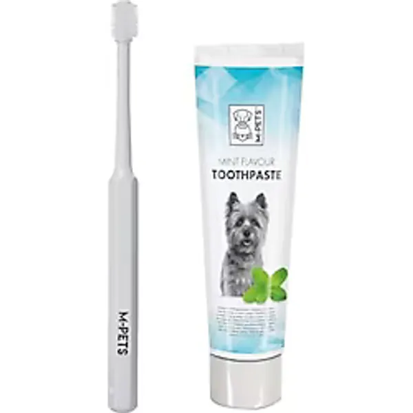 M-pets Kedi ve Köpekler İçin 360° Diş Fırçası ve 100 gr Naneli Diş Macunu