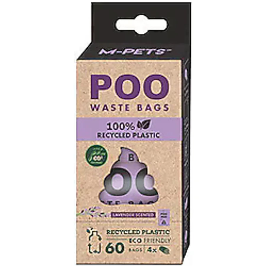 M-Pets Lavanta Kokulu 4x15 Yaprak Geri Dönüştürülmüş Köpek Dışkı Toplama Poşeti
