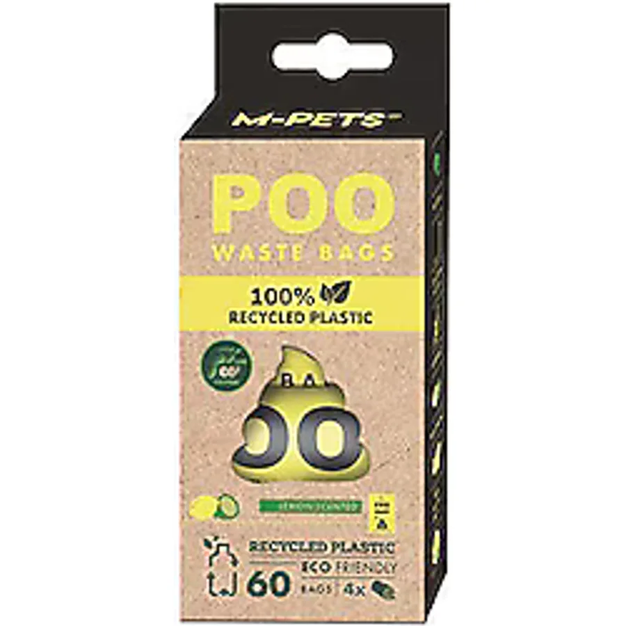 M-Pets Limon Kokulu 4x15 Yaprak Geri Dönüştürülmüş Köpek Dışkı Toplama Poşeti