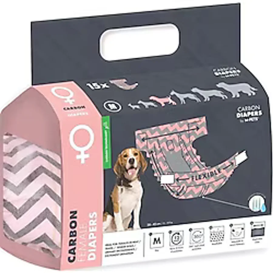 M-PETS M PETS CARBONLU DIAPERS DİŞİ KÖPEKLER İÇİN KÜLOT (M) 15Lİ