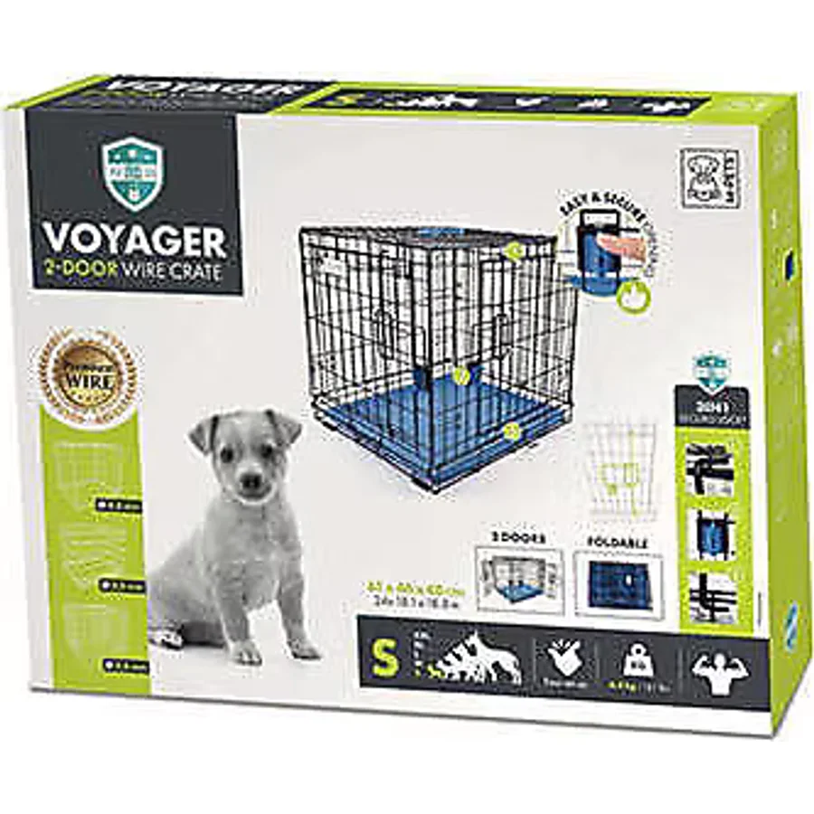 M-Pets Voyager 2 Kapılı Tekerlekli S 61x46x48 cm Köpek Kafesi