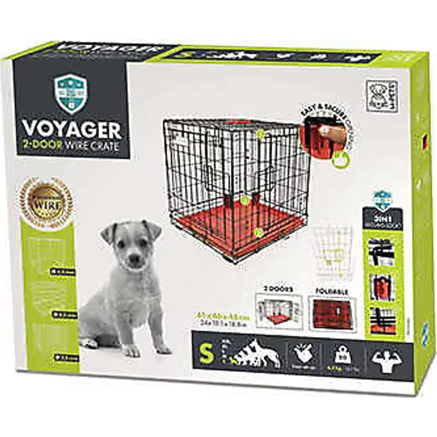M-Pets Voyager 2 Kapılı Tekerlekli S Kırmızı 61x46x48 cm Köpek Kafesi