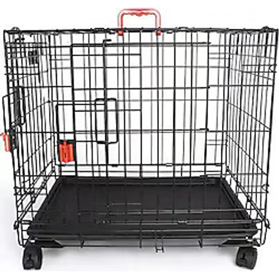 M-Pets Voyager 2 Kapılı Tekerlekli S Siyah 61x46x48 cm Köpek Kafesi
