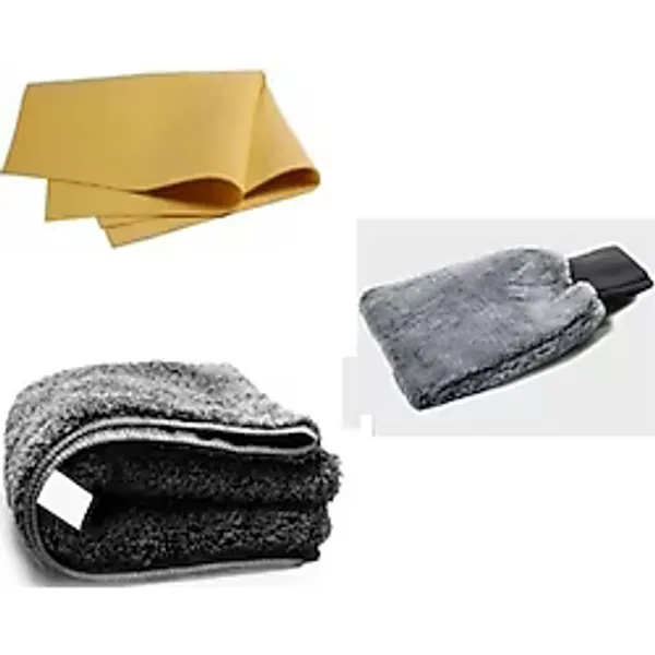 M.Y. Taso Professional 3 Lü Arac Yıkama Seti Güderi , Tank Bezi Mikrofiber , Eldiven Özel Yıkama ve Kurulama Set 3 Lü