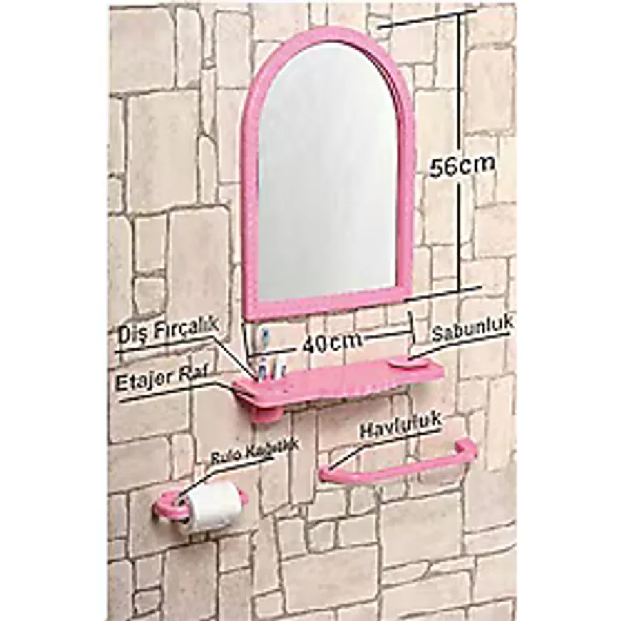 M3 Decorium Çoklu 4 Parçalı 56x40cm Büyük Otel Banyo Cafe WC Evye Tuvalet Lavabo Üstü Üzeri Boy Aynası Ayna Seti