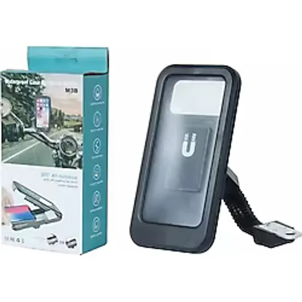 M3B Su Geçirmez 5-7 inç. Motosiklet Telefon Tutucu Dikiz Aynası Tutucu Stand Braketi Kaymaz 360 Derece - Siyah