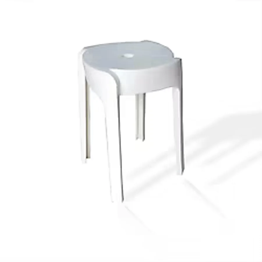 M3DECORİUM Beyaz Büyük Geniş Sağlam Kırılmaz Hafif 45cm Banyo Balkon Mutfak Bahçe Tuvalet Küvet Oturak Taburesi