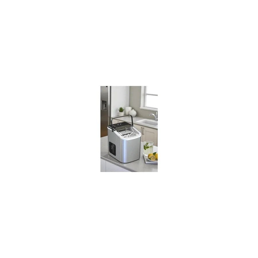 M88 Ayarlanabilir Boyutlu 10 kg Kapasiteli Buz Makinesi - Ahşap - Beyaz