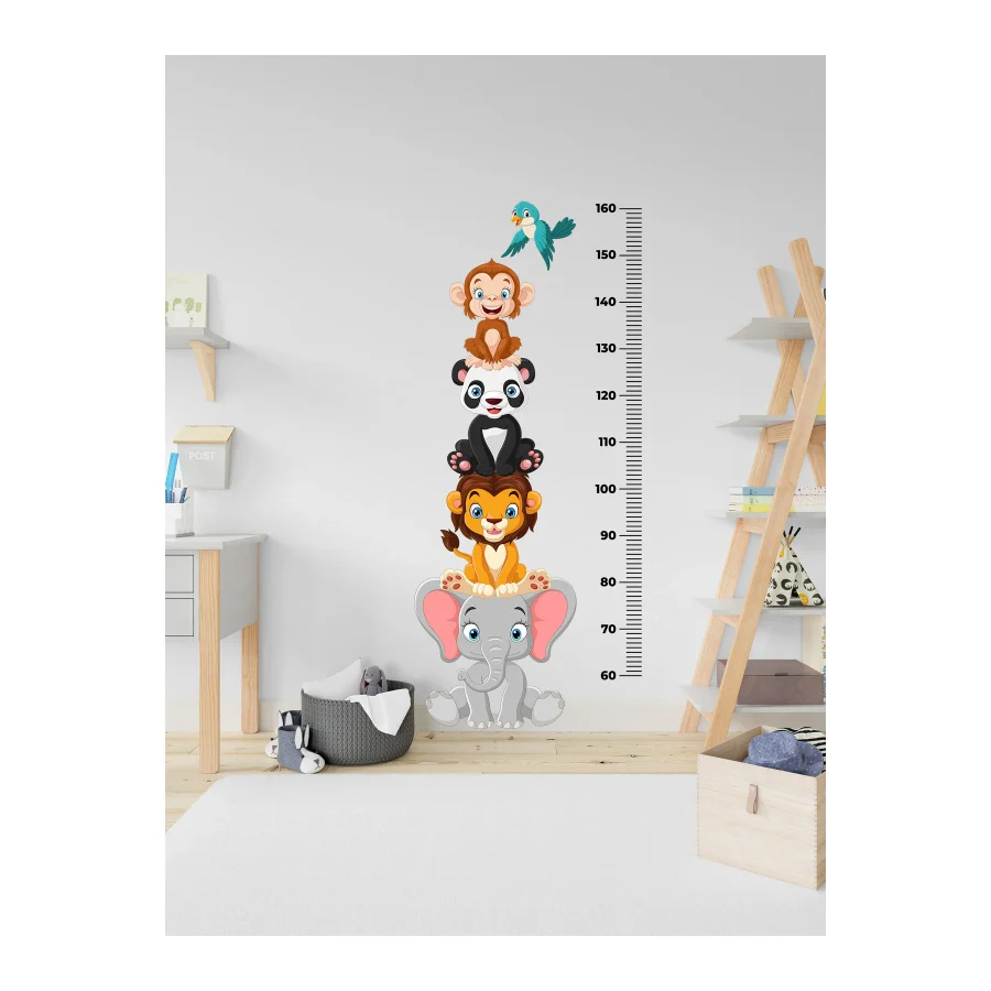 MAARS Sevimli Hayvanlar Temalı Boy Ölçer Çocuk Odası Çok Amaçlı Dekoratif Metre Duvar Sticker