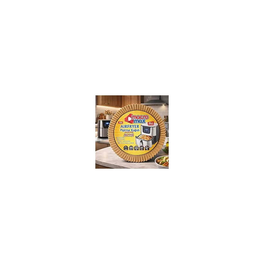 Macro Max Airfryer Pişirme Kağıdı, Yağ Geçirmez, Yapışmaz, Tek Kullanımlık, 20 Adet, 16x16 cm