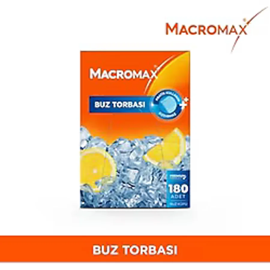 Macro Max Kilitli Sistem Buz Torbası 180 Adet Buz Küpü, Sızdırmaz Pratik Kullan-At Buz Kalıbı Poşeti