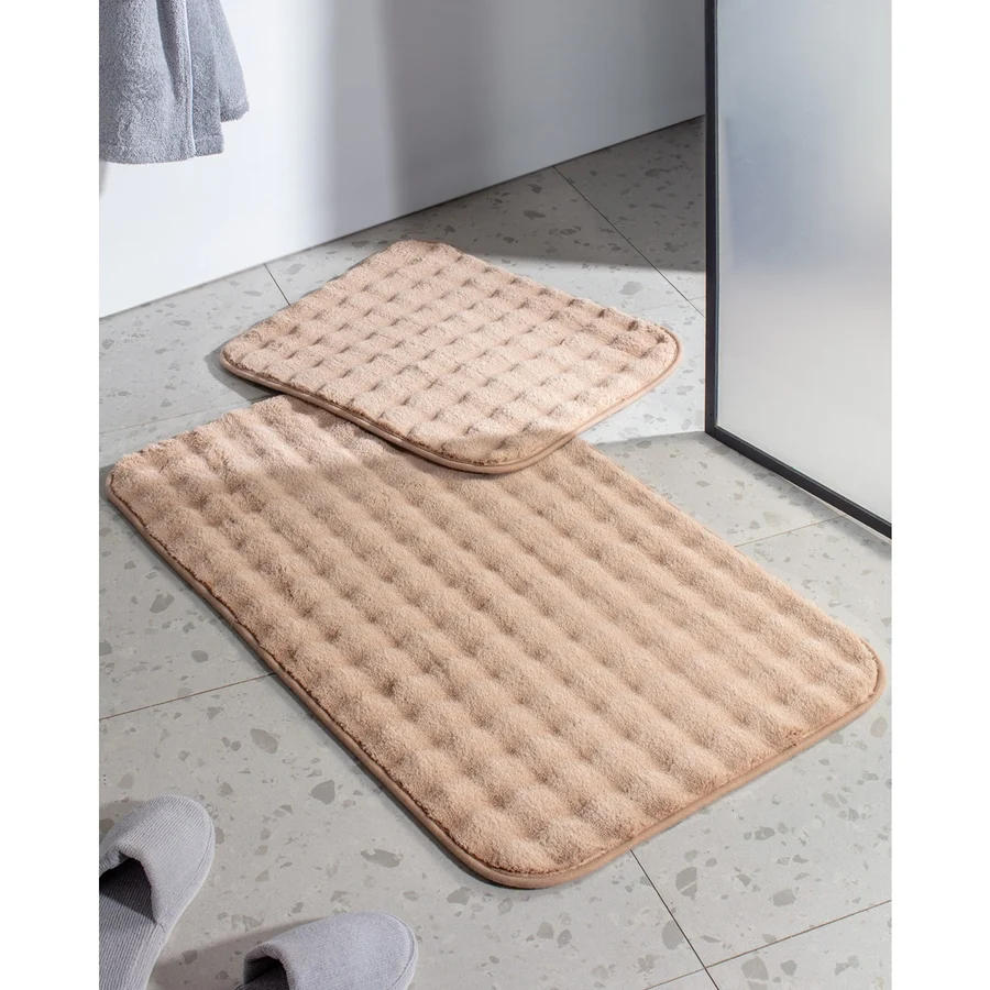 Madame Coco Reflet Bubble 2'li Banyo Paspası - Bej