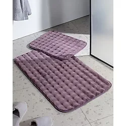 Madame Coco Reflet Bubble 2'li Banyo Paspası - Koyu Mürdüm
