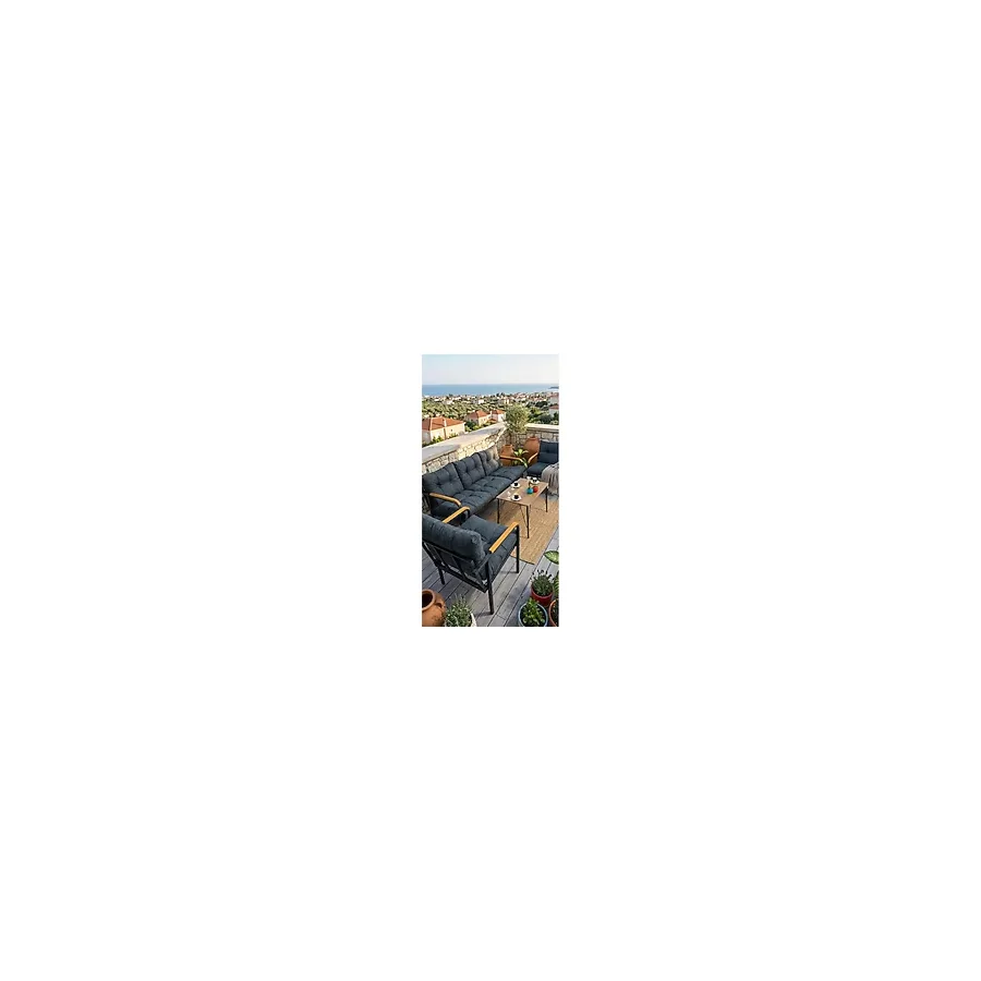 Madame Home Begonvil Balkon, Bahçe - Metal Kanepe Koltuk Takımı 3+1+1 + Sehpa Antrasit