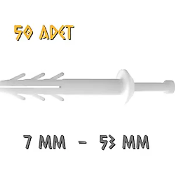 Made Extra Plastik Çivili Korniş Montaj Dübeli 7 mm. - 50 Adet
