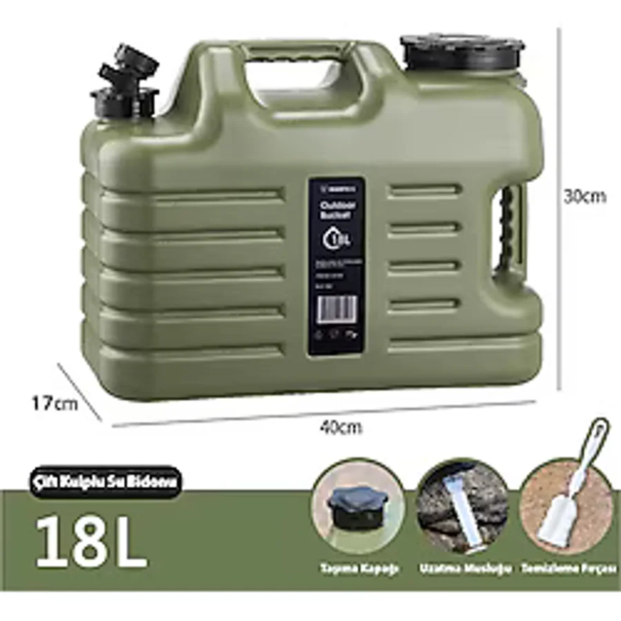 Madfox Galon Air Pe Musluklu Su Bidonu 18 Litre Green