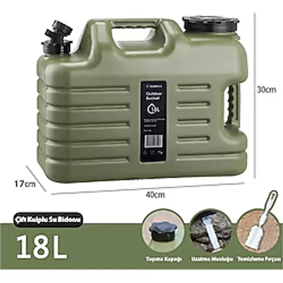 Madfox Galon Air Pe Musluklu Su Bidonu 18 Litre Green Yeşil