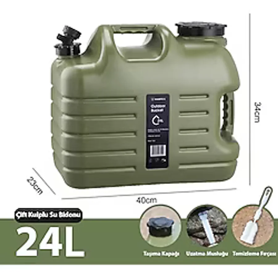Madfox Galon Air Pe Musluklu Su Bidonu 24 Litre Green Yeşil