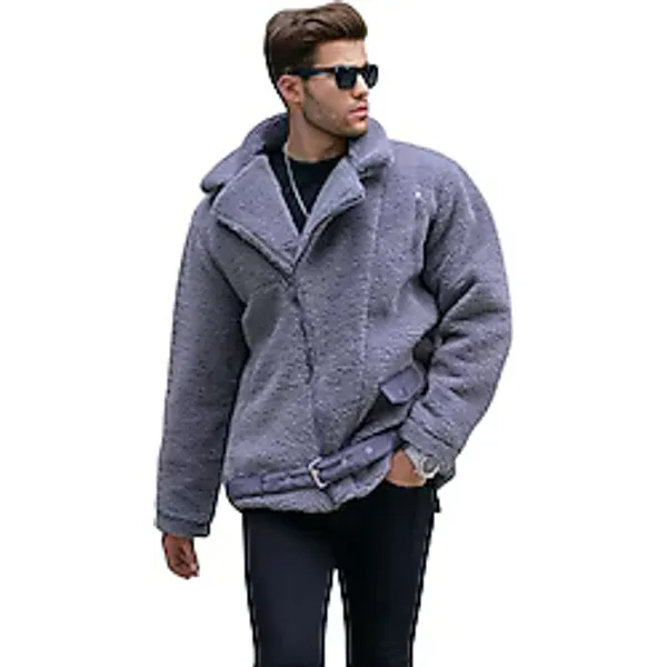 Madmext 6849 Erkek Peluş Mont