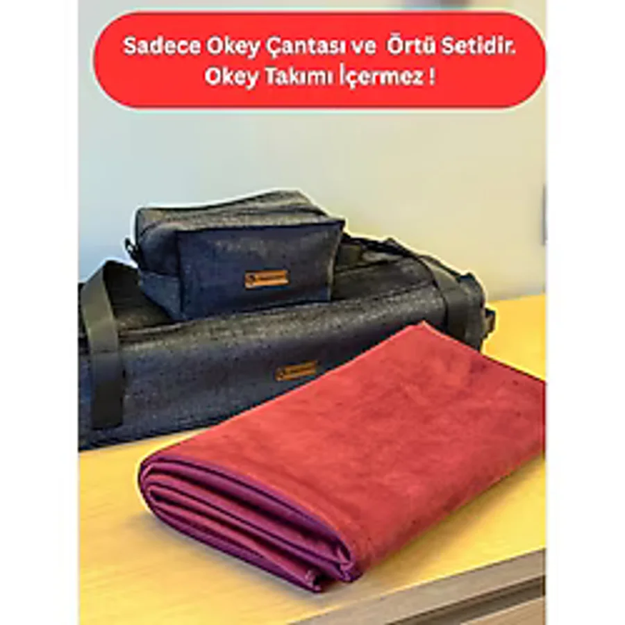 Mady Aksesuar Okey Takım Çantası Antrasit ve Oyun Masa Örtüsü 2 Si Birlikte Takım