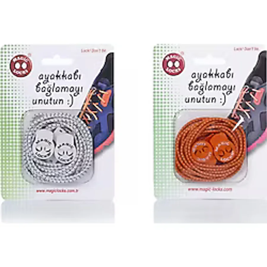 Magic Locks Yuvarlak Akıllı Ayakkabı Bağcık 2'Li Set