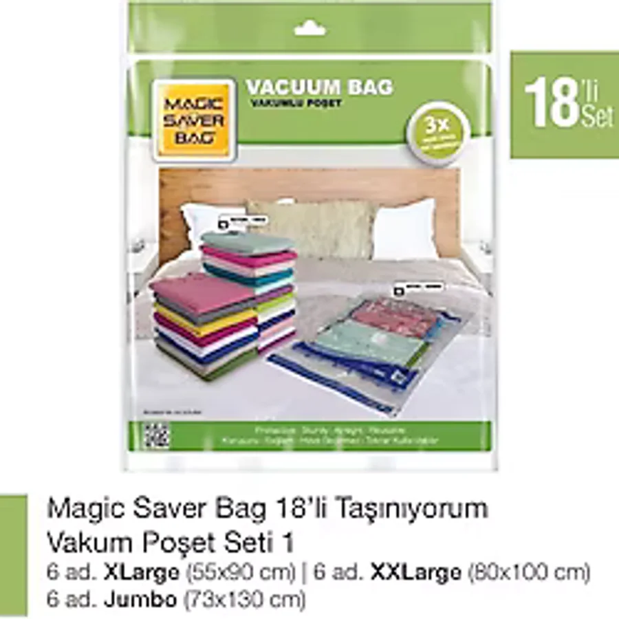 MAGIC SAVER BAG 18'li Taşınıyorum Vakumlu Poşet Seti 1