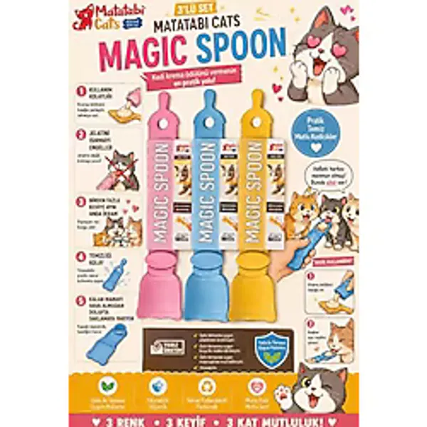 Magıc Spoon Kedi/Köpek Krema Ödül Maması Yedirme Kaşığı(Kolay Kaşık) 3 Lü