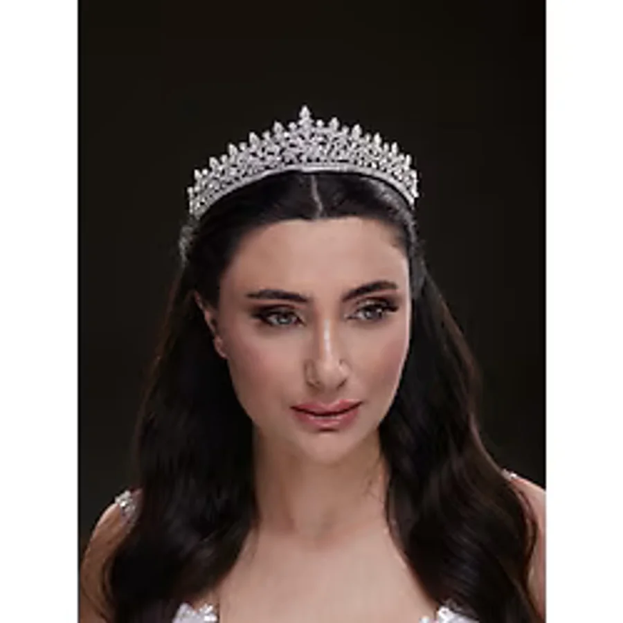 Magic Tiara İnce Kristal Taşlı Gelin Tacı - Zarif ve Işıltılı Prenses Model (6137)