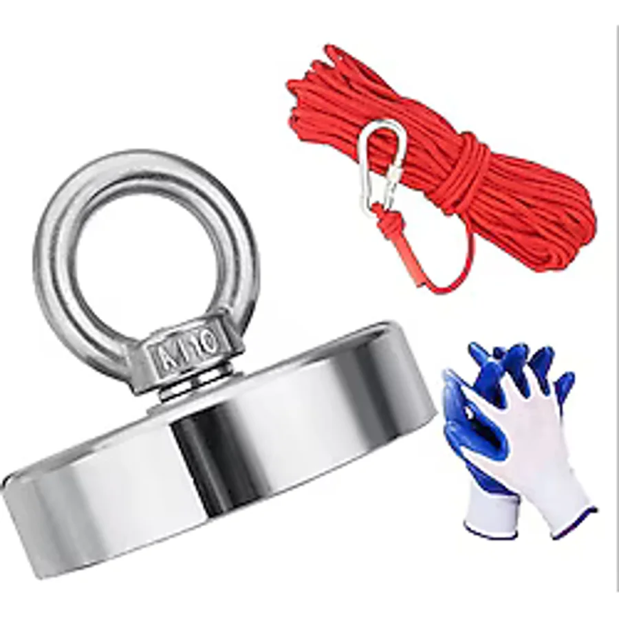 Magnet Fishing Halatlı Eldivenli Neodyum Pot Mıknatıs Seti, 80Mm