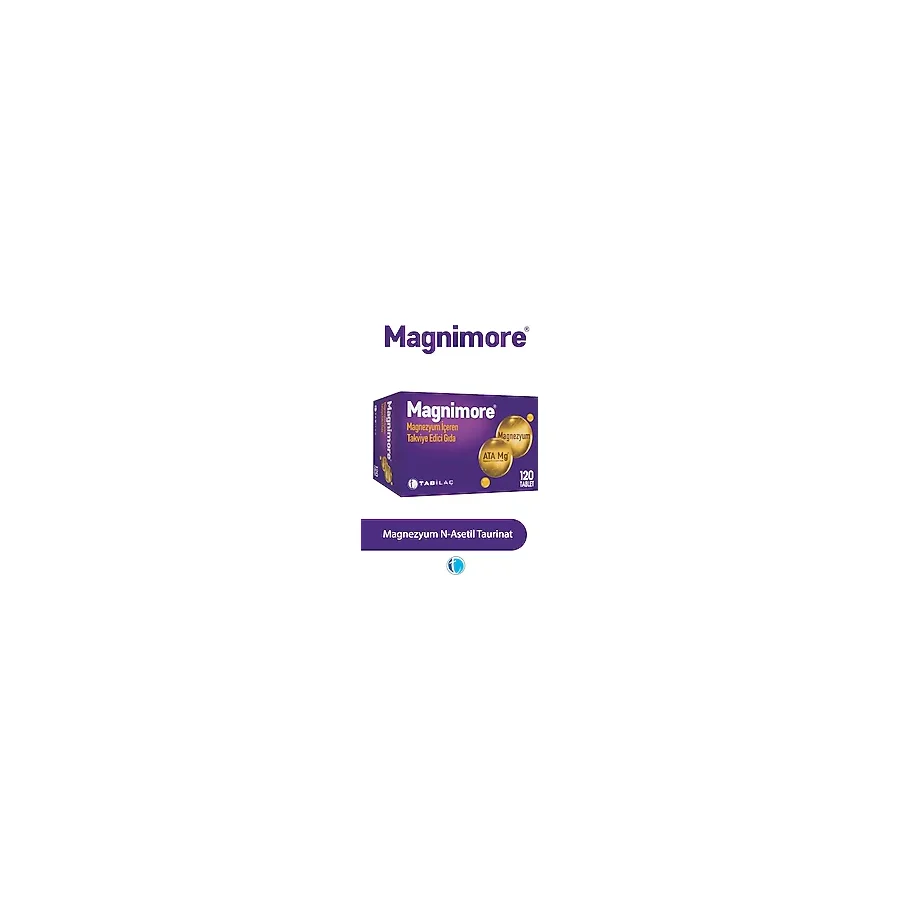 Magnimore Magnezyum 120 Tablet N-Asetil Taurinat Türkiye Menşeli Vitamin ve Mineral Desteği