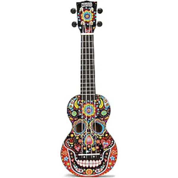 Mahalo Art Series MA1SKBK Black Skull Soprano Ukulele