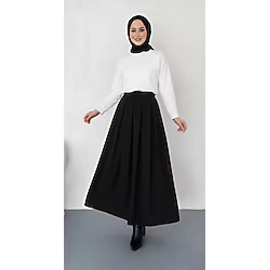 MAİMODA Tesettür Pileli Maxi Boy Kloş Etek/"Modest Pleated Maxi Skirt"