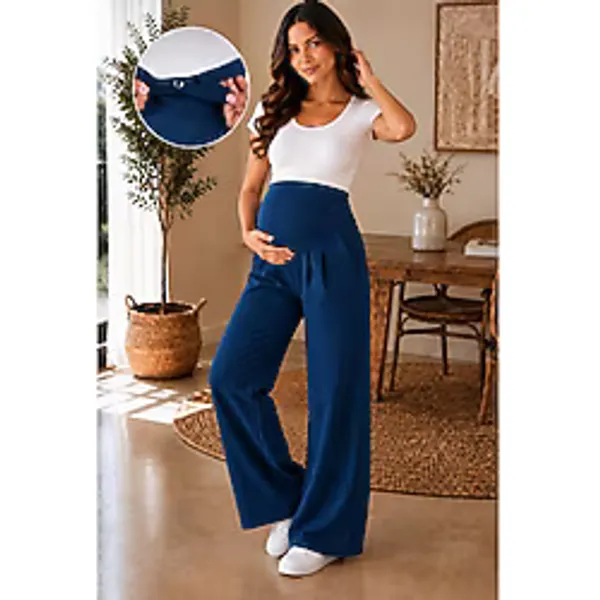 Maison La Femme Kadın Yüksek Bel Pileli Gizli Cepli Rahat Kesim Bol Paça Hamile Pantolonu