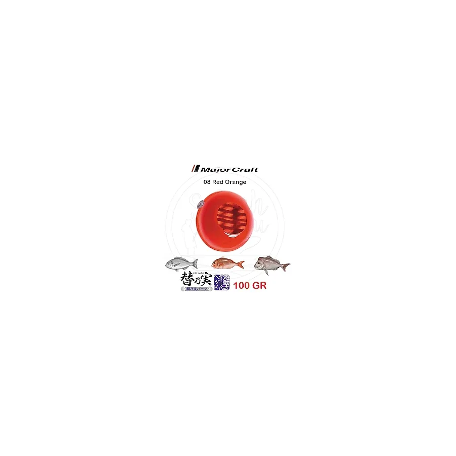 Major Craft TM-Head Slider Tai Rubber Jig 100gr #08 Red Orange
