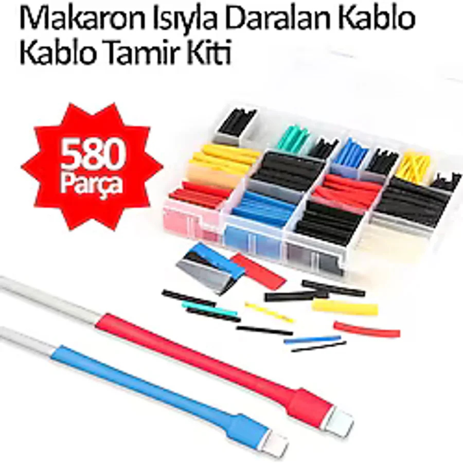 Makaron Kablo Yalıtım Isı Boru Daralan 580 Parça Kablo Tamir Kiti (503777087)